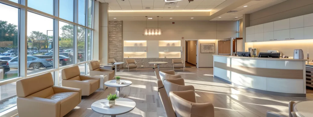 a radiant, modern dental clinic bustling with activity, showcasing a bright reception area, sleek furniture, and an inviting atmosphere that emphasizes the urgency and care of emergency dental services in dallas.