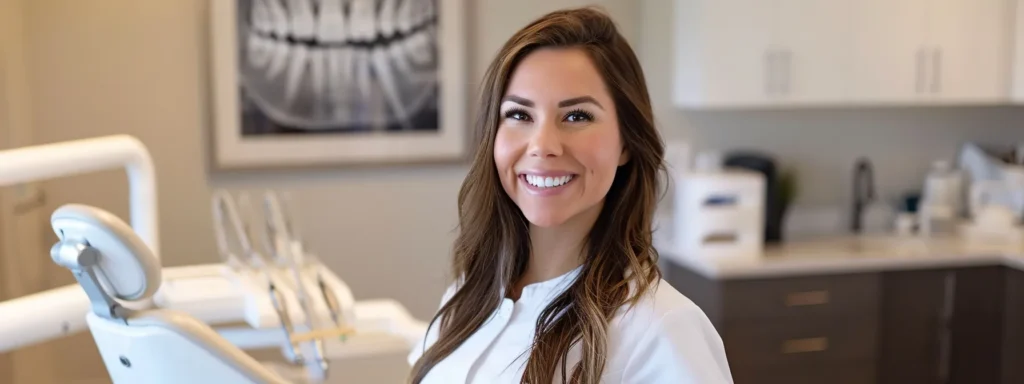 a radiant smile showcasing brilliantly white teeth glistens against a backdrop of a modern dallas dental office, illuminated by soft, warm lighting that emphasizes the allure of professional teeth whitening options.