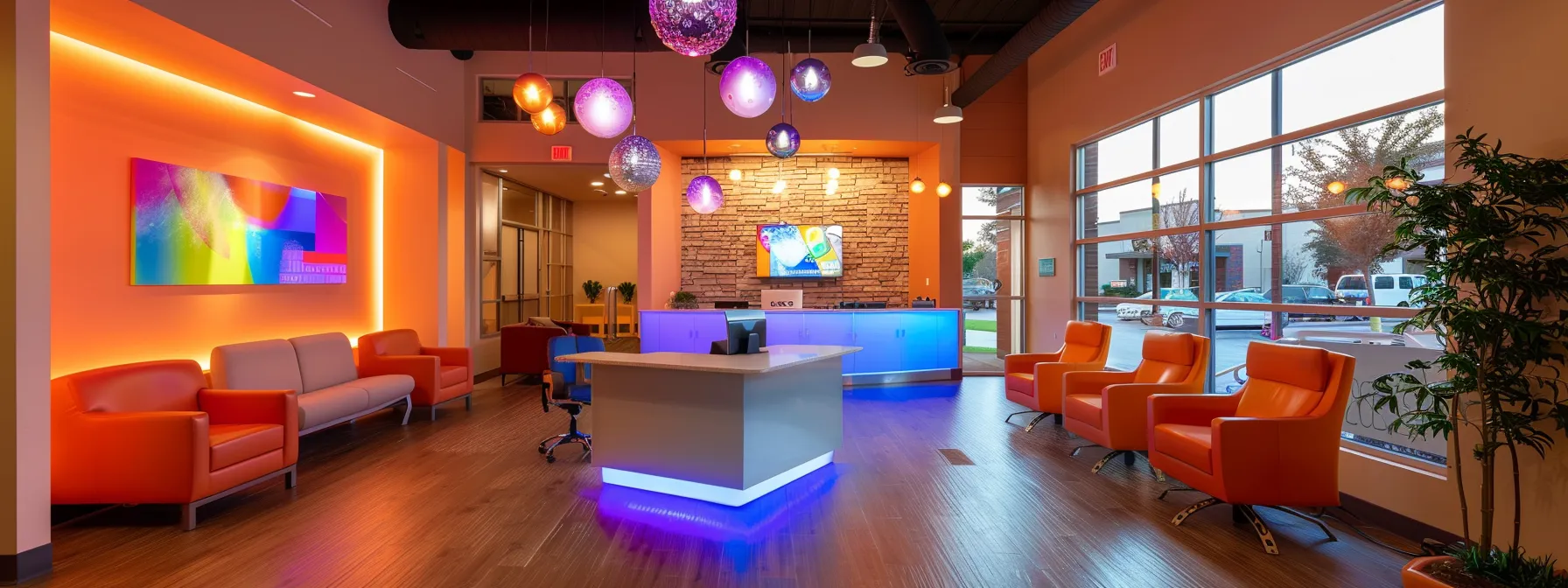 a vibrant, engaging interior of a modern emergency dental clinic in dallas, showcasing advanced dental equipment and a welcoming atmosphere, illuminated by soft, warm lighting that invites patients in for immediate care.