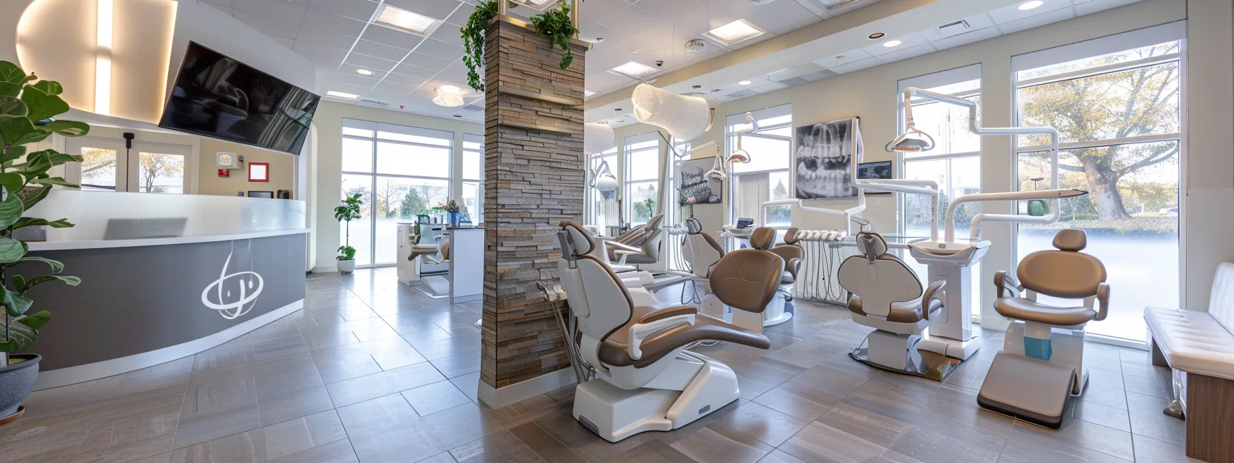 a warm and inviting dental clinic filled with smiling patients engaging with compassionate staff, showcasing the positive impact of quality care and affordable dental solutions.